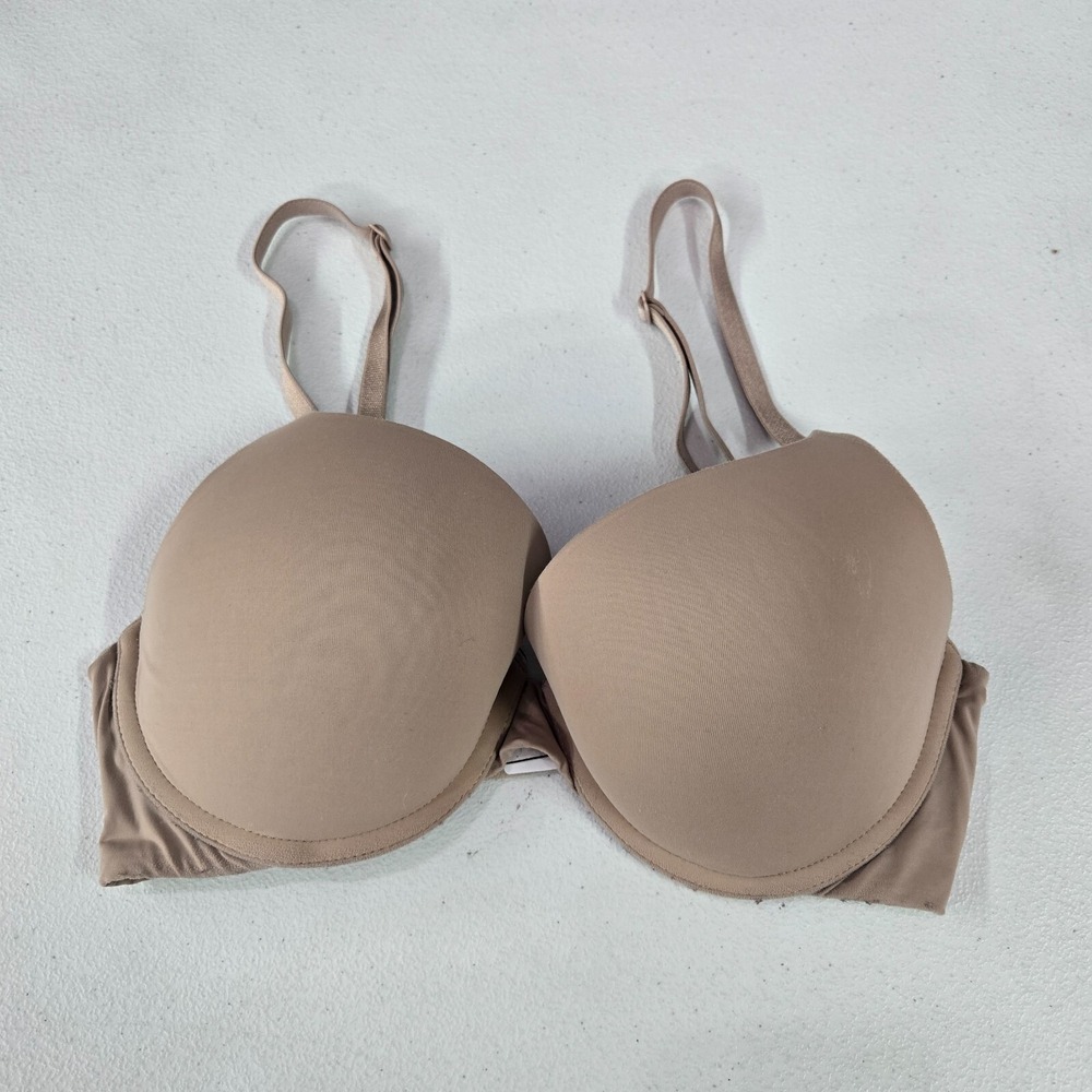 Victoria Secret Women Bra 32D Beige T Shirt Push Up Underwire Convertible